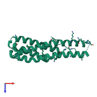 PDB entry 2etd coloured by chain, top view.