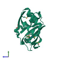 PDB entry 2ewr coloured by chain, side view.