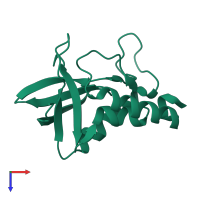 PDB entry 2ey1 coloured by chain, top view.