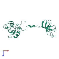 PDB entry 2eyy coloured by chain, top view.