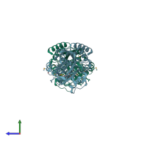 PDB entry 2f02 coloured by chain, side view.