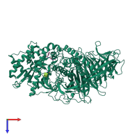 PDB entry 2f1b coloured by chain, top view.