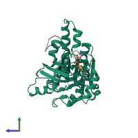 PDB entry 2f1h coloured by chain, side view.