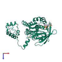 PDB entry 2f1h coloured by chain, top view.