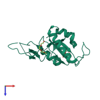 Monomeric assembly 1 of PDB entry 2f21 coloured by chemically distinct molecules, top view.