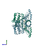 PDB entry 2f2u coloured by chain, side view.