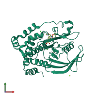 PDB entry 2f6y coloured by chain, front view.