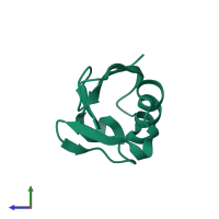 Monomeric assembly 2 of PDB entry 2faz coloured by chemically distinct molecules, side view.