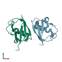 PDB entry 2faz coloured by chain, front view.