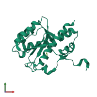 PDB entry 2fbx coloured by chain, front view.