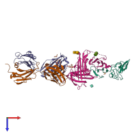 PDB entry 2fd6 coloured by chain, top view.