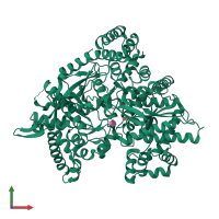 PDB entry 2fet coloured by chain, front view.