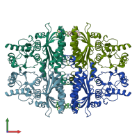 PDB entry 2fhy coloured by chain, front view.