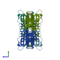 PDB entry 2fhy coloured by chain, side view.