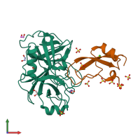 PDB entry 2fi4 coloured by chain, front view.