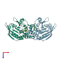 PDB entry 2fjn coloured by chain, top view.