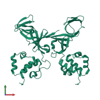 Homo dimeric assembly 1 of PDB entry 2fjr coloured by chemically distinct molecules, front view.