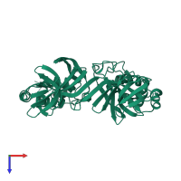 Homo dimeric assembly 1 of PDB entry 2fjr coloured by chemically distinct molecules, top view.
