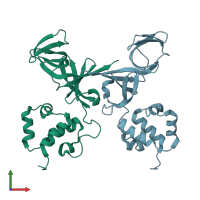 PDB entry 2fjr coloured by chain, front view.