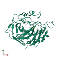 PDB entry 2fmz coloured by chain, front view.