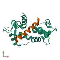 PDB entry 2fot coloured by chain, front view.