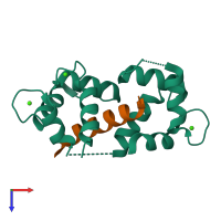 PDB entry 2fot coloured by chain, top view.