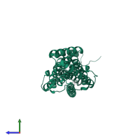 Secreted chorismate mutase in PDB entry 2fp2, assembly 1, side view.