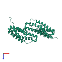 Secreted chorismate mutase in PDB entry 2fp2, assembly 1, top view.