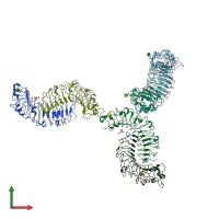 PDB entry 2ft3 coloured by chain, front view.