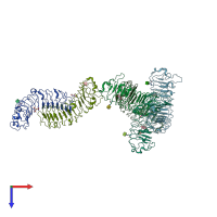 PDB entry 2ft3 coloured by chain, top view.