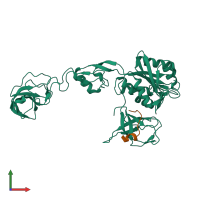 PDB entry 2fts coloured by chain, front view.