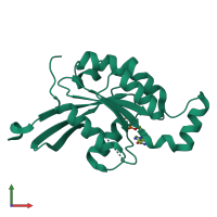 Monomeric assembly 1 of PDB entry 2fv8 coloured by chemically distinct molecules, front view.