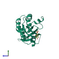 Monomeric assembly 1 of PDB entry 2fv8 coloured by chemically distinct molecules, side view.