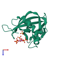 PDB entry 2fvv coloured by chain, top view.