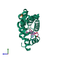 PDB entry 2g0v coloured by chain, ensemble of 2 models, side view.