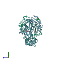 PDB entry 2g1y coloured by chain, side view.