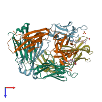 PDB entry 2g2r coloured by chain, top view.