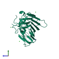 PDB entry 2g4i coloured by chain, side view.