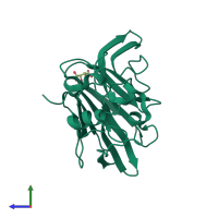 PDB entry 2g4y coloured by chain, side view.