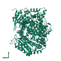 Hetero dimeric assembly 1 of PDB entry 2g54 coloured by chemically distinct molecules, side view.