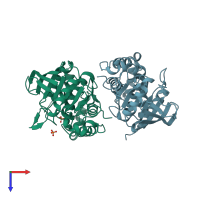 PDB entry 2g59 coloured by chain, top view.