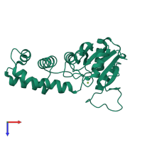 Monomeric assembly 2 of PDB entry 2g80 coloured by chemically distinct molecules, top view.