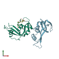 PDB entry 2g8r coloured by chain, front view.