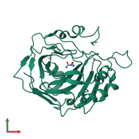 Monomeric assembly 1 of PDB entry 2geh coloured by chemically distinct molecules, front view.