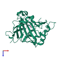 Monomeric assembly 1 of PDB entry 2geh coloured by chemically distinct molecules, top view.