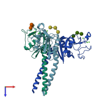 PDB entry 2ggu coloured by chain, top view.