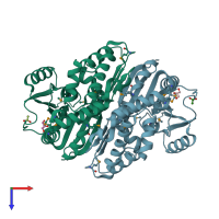 PDB entry 2gh1 coloured by chain, top view.