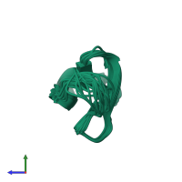 PDB entry 2gj0 coloured by chain, ensemble of 20 models, side view.