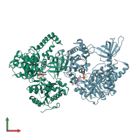 PDB entry 2gk6 coloured by chain, front view.