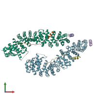 PDB entry 2gl7 coloured by chain, front view.